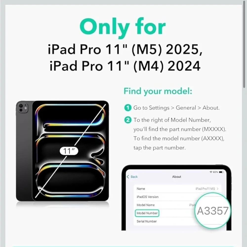 ESR for iPad Pro 11 Inch Case (M5/M4) 2025/2024, Removable Magnetic Cover/355/lb